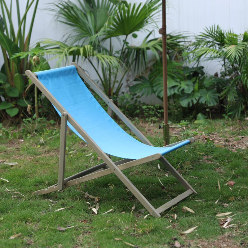 Ensemble de 2 chaises de plage pliantes en bois pour l'extérieur, réglables en hauteur et portatives