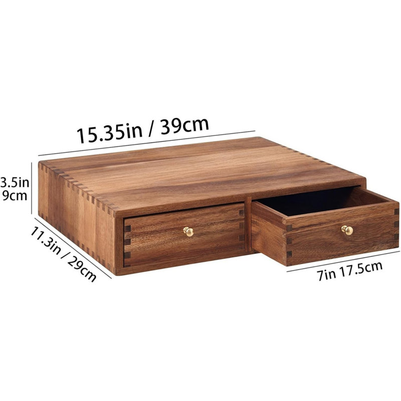 Tiroir de rangement en K en bois d'acacia, boîte à café et boîte de rangement pour le thé avec coussin antidérapant, capacité de 30 capsules sous la cafetière, support de station de comptoir