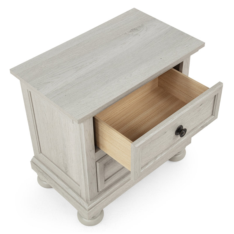 Ensemble de chambre à coucher moderne avec lit plateforme et rangement blanc, Grand lit, 3 pièces
