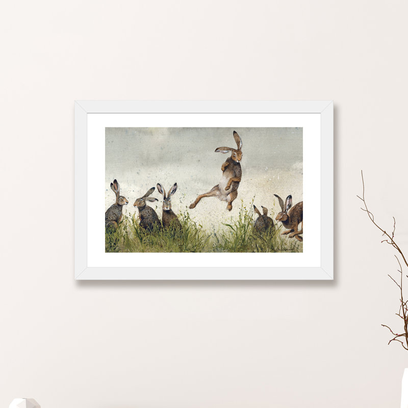 «Hijinx» par Maggie Vandewalle - impression d'art graphique, H 16 po x l 24 po x P 1 po, Papier avec cadre blanc