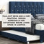 Grand lit bleu avec lit gigogne escamotable et deux tiroirs en tissu, revêtement en velours élégant, fabrication, convient au matériau de rangement de la chambre principale, matériau doux, chambres d'amis idéales