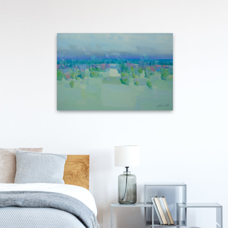 Summer Valley 2 bleu pastel bleu menthe verte nouveauté 2024-5 art contemporain, H 36 po x l 24 po