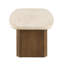Table basse 1pc de style contemporain en forme de travertin jaune et chêne brun