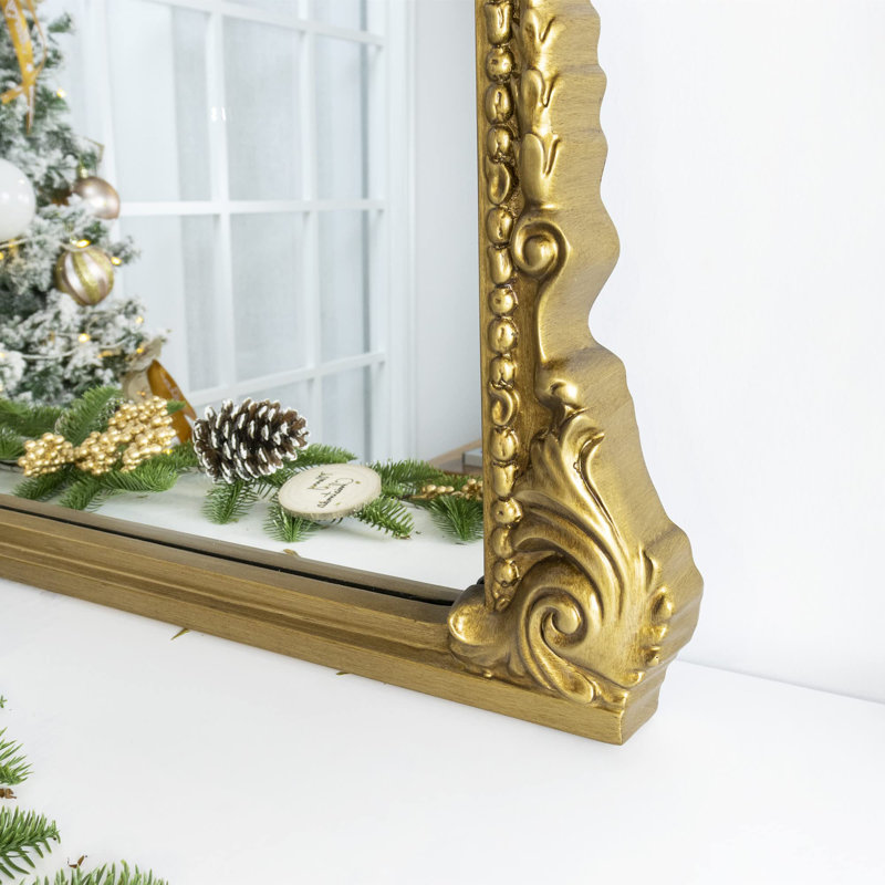 Cummons Stainless Steel Arch Mirror, Antiqued Gold, 35" x 30"
