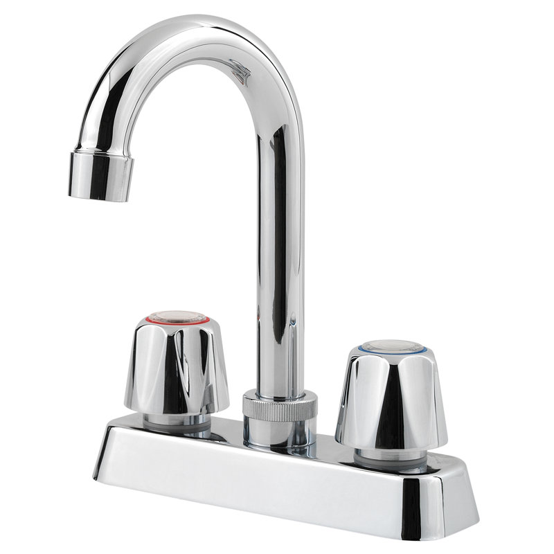 Pfirst Series Double Handle Kitchen Faucet, Polished Chrome