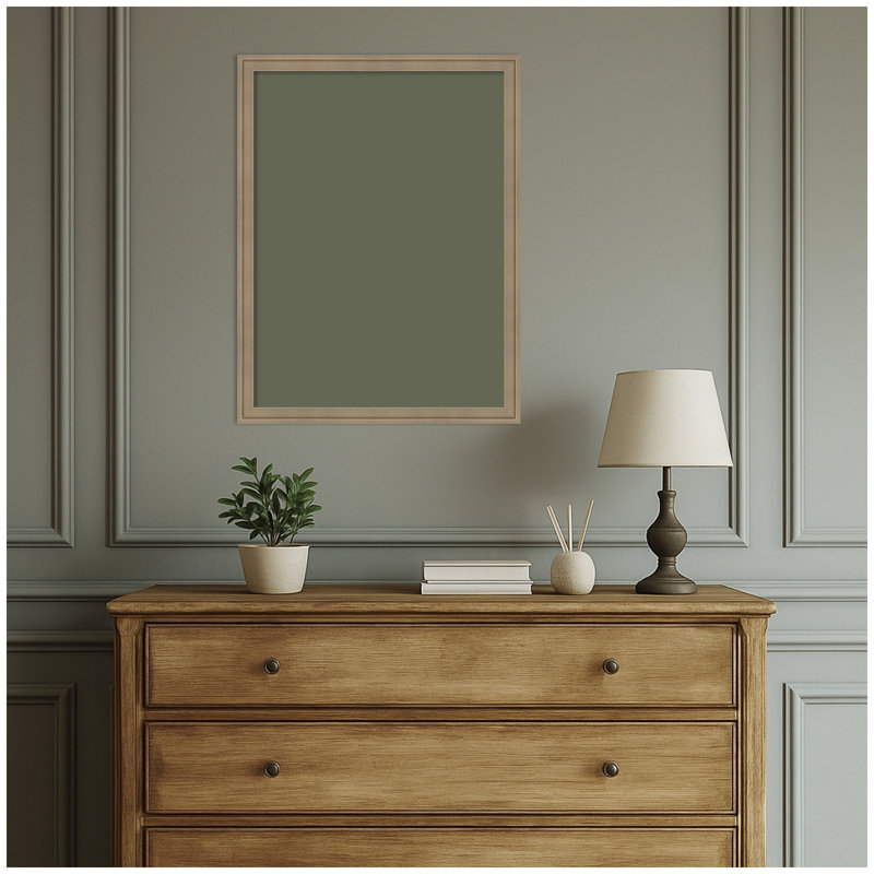 Tableau d'affichage en lin encadré en tissu, Vert forêt, H 26 po x l 20 po x P 1,25 po, Florence brun clair