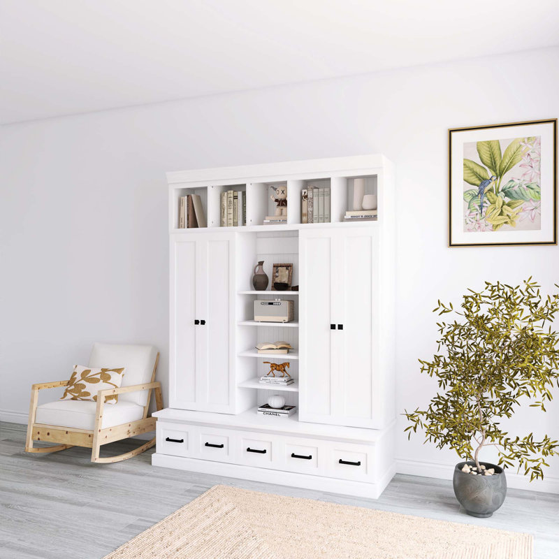 Arbre d'entrée 78,7 '' avec capacité de rangement généreuse et tablettes réglables, Blanc
