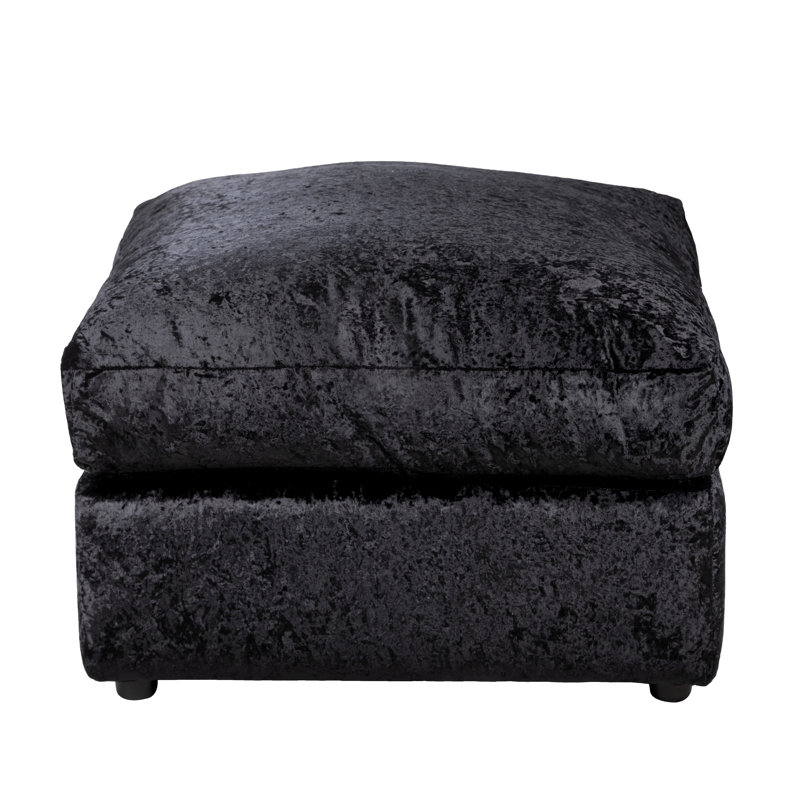 Romelia Wide Square Footstool Ottoman, Black