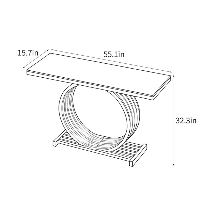 Console de style italien simple et luxueuse, H 32,3 po x l 55,1 po x P 15,7 po