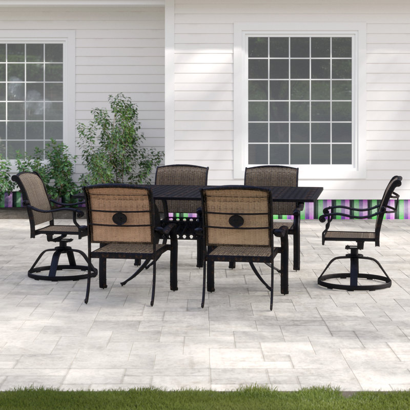 Harland 6 - Person Metal Patio Dining Set with Rectangular Table