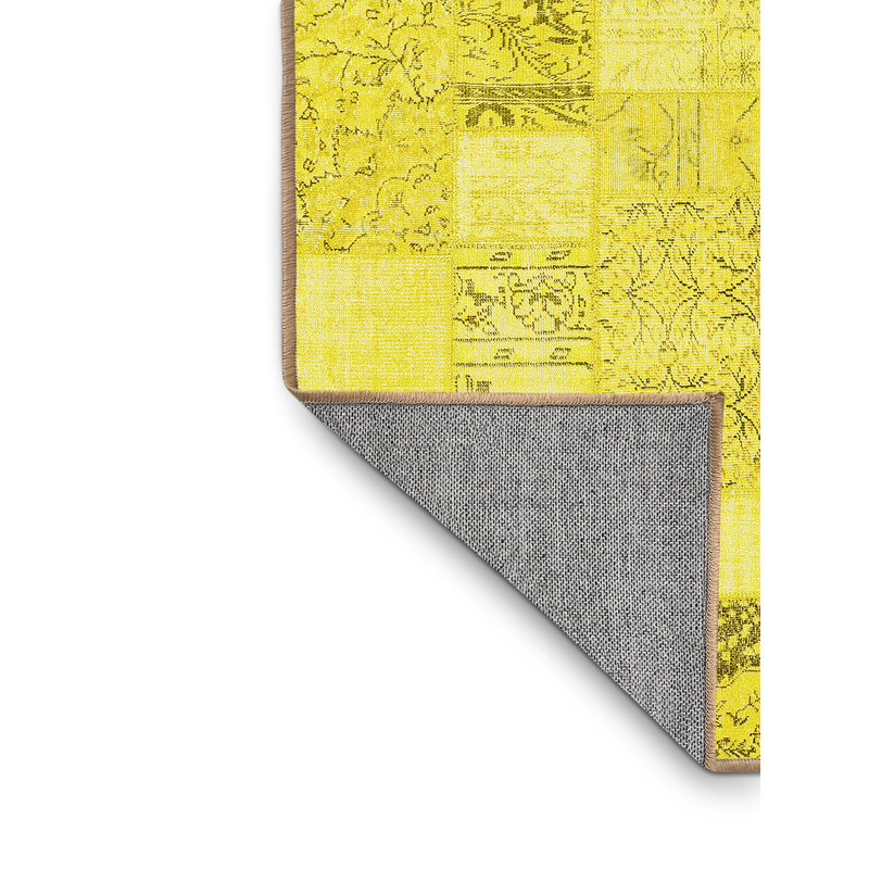 Tapis contemporains jaunes lavables à la machine 2872, Tapis de couloir 2 pi x 5 pi