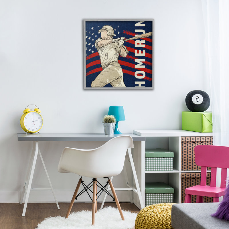 Giclée encadrée Patriotic Home Run, design par LightBoxJournal, Estampe numérique Farmhouse, H 17 po x l 17 po