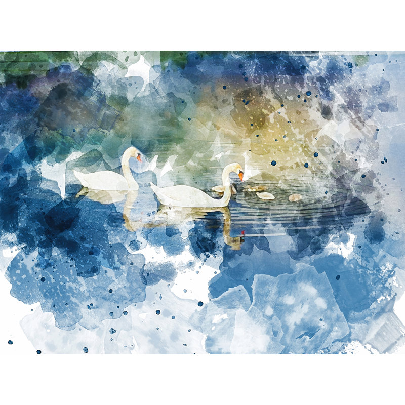 Beyo Swans I On Canvas by Chamira Young Print, 30" H x 40" W