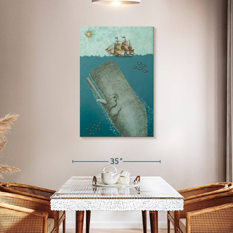 Baleine et bateau I, H 45 po x l 30 po