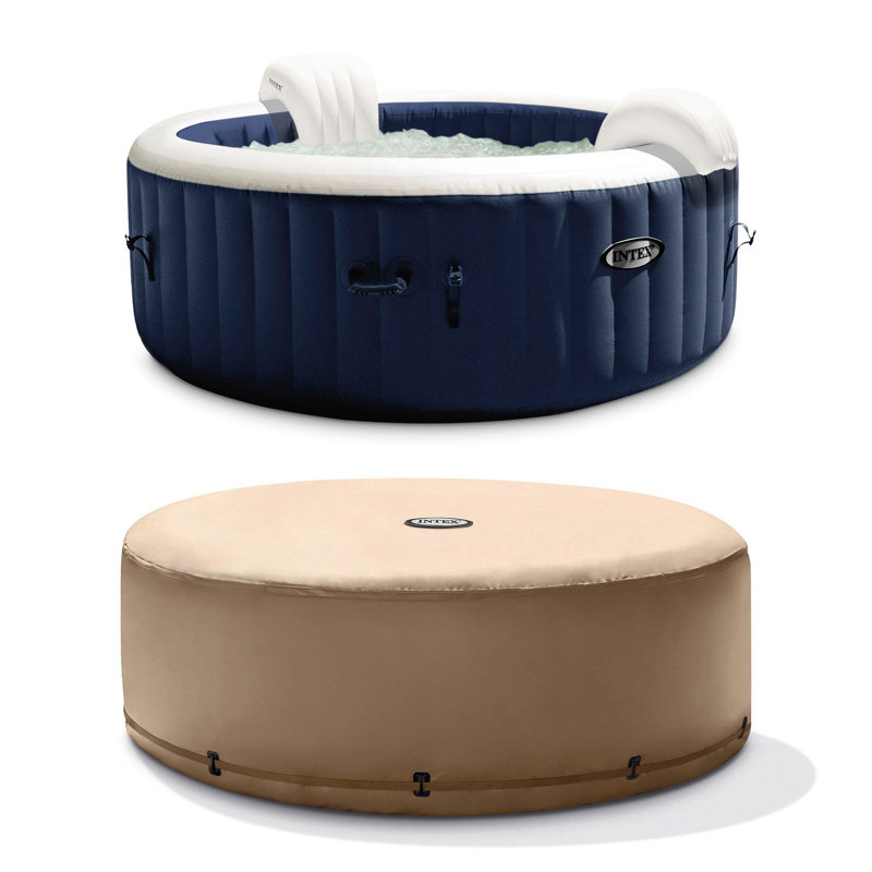 Ensemble spa et jet gonflable portatif pour 4 personnes Intesx Purespa, Bleu marine