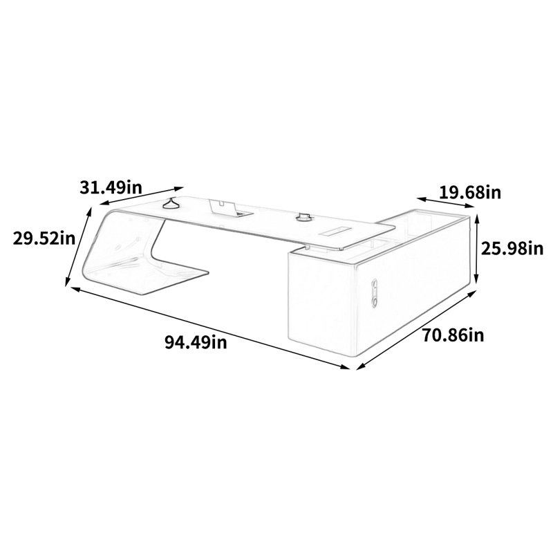 Bureau Horsham, H 29,52 po x l 94,49 po x P 31,49 po
