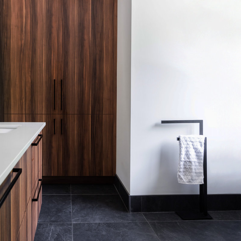 Porte-serviettes sur pied, Noir mat