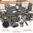 Teressa Round Metal Outdoor Dining Table With Umbrella Hole , 53'' in. W 53'' in. D-779888631-769156511