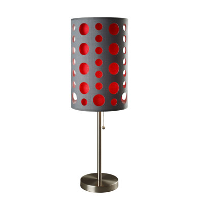 Lampe de table 33 "à pois gris et blanc Mod
