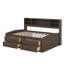 Lit de jour double en bois avec 2 armoires de chevet, tablettes et tiroirs-771526476