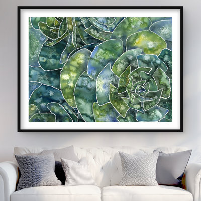 «Abstract Succulents - Leaves», reproduction encadrée pour la chambre à coucher