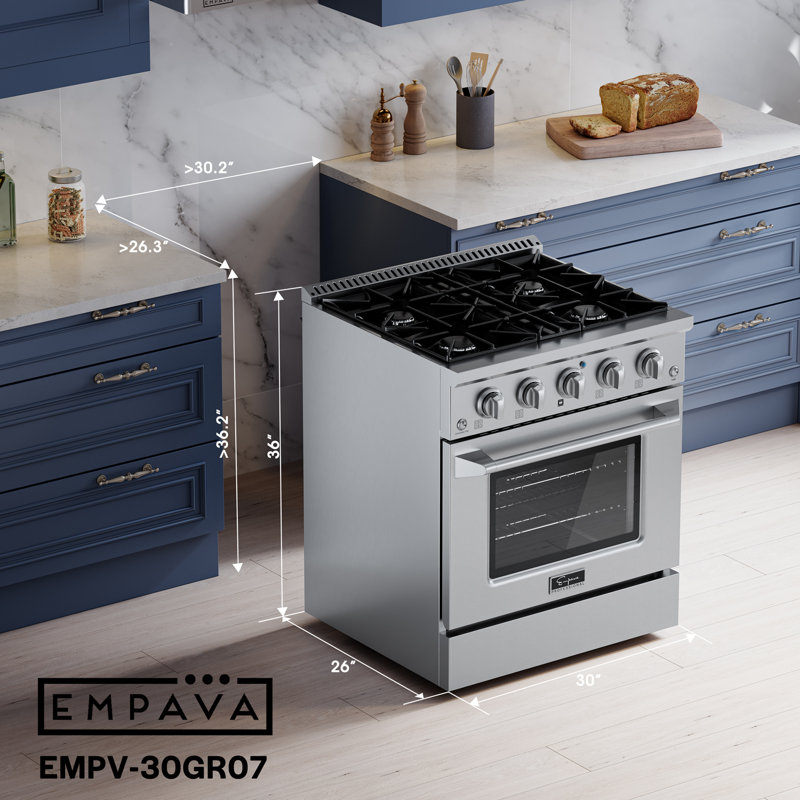 Empava 30" 4.2 Cubic Feet Slide-In Range