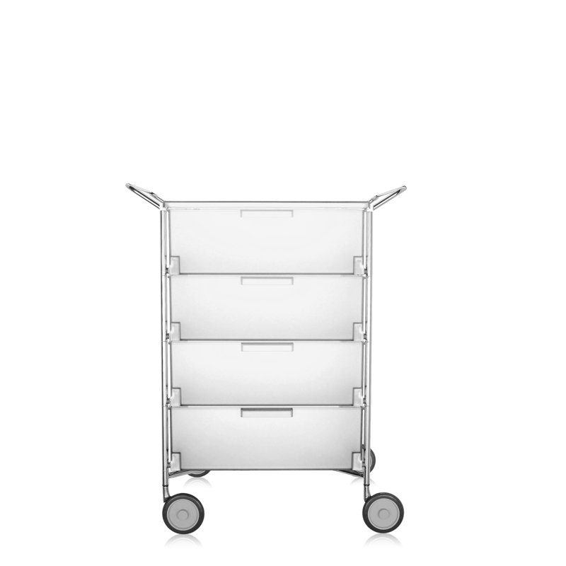 Mobil Storage Drawer, Translucent Ice, 4 Drawers with Open Shelf and Wheels