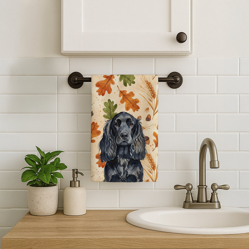 Serviette de cuisine tricolore Sheltie, Épagneul cocker anglais noir