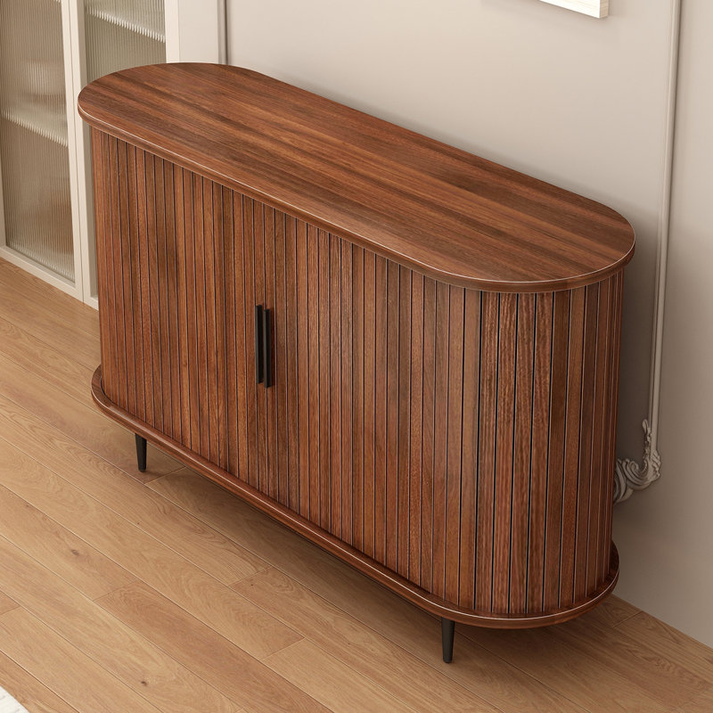 Buffet Sideboard Cabinet with Storage, Fluted Storage Accent Cabinet with Curvy Edge, Sliding Door, Credenza, Console Table for Living, Dining Room, Kitchen, Hallway