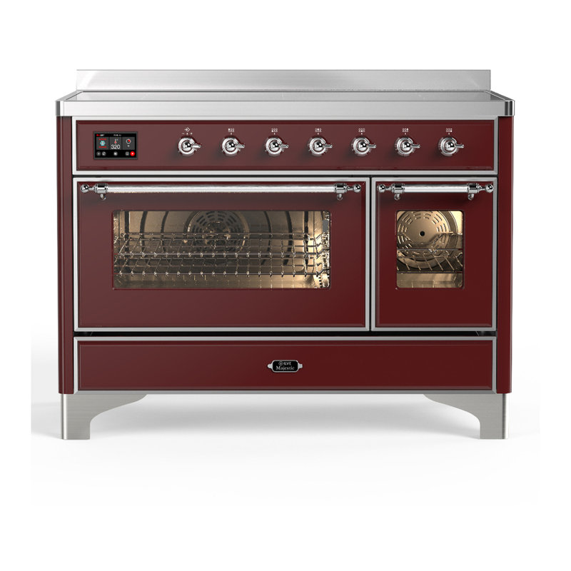 Majestic III Series 48 Inch Induction Range with 6 Induction Elements in Matte Graphite (Brass Trim), Burgundy, Chrome