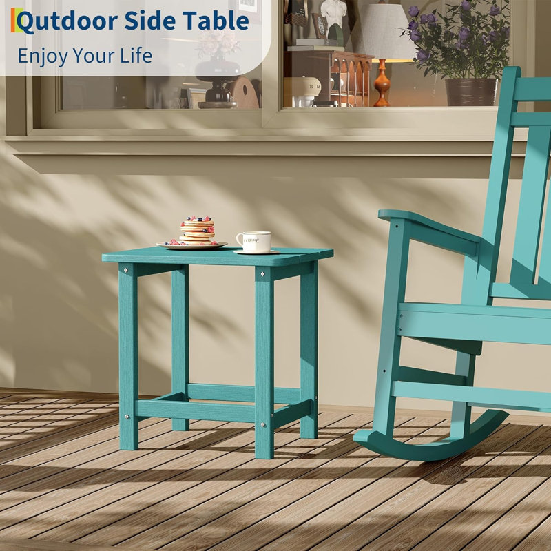 Square Hdpe All-weather Side Table, Durable Outdoor Patio End Table Built To Last, Resists Fading And Moisture For Beach Or Porch, Features Simple Assembly, A Sturdy And Versatile Companion
