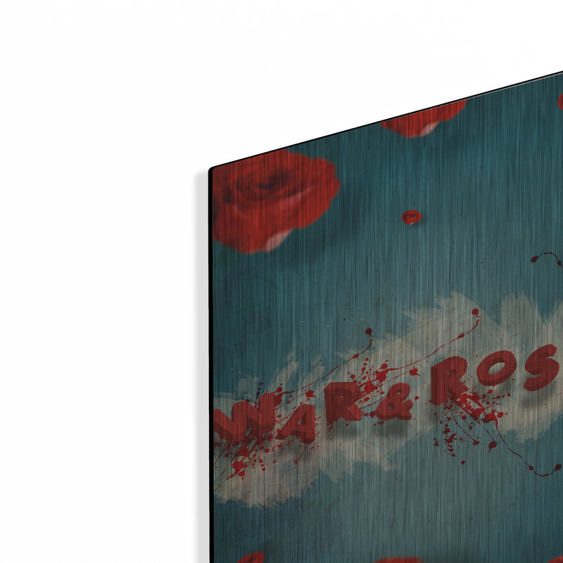 «War And Roses» par Elo Marc, art mural en métal, H 16 po x l 12 po