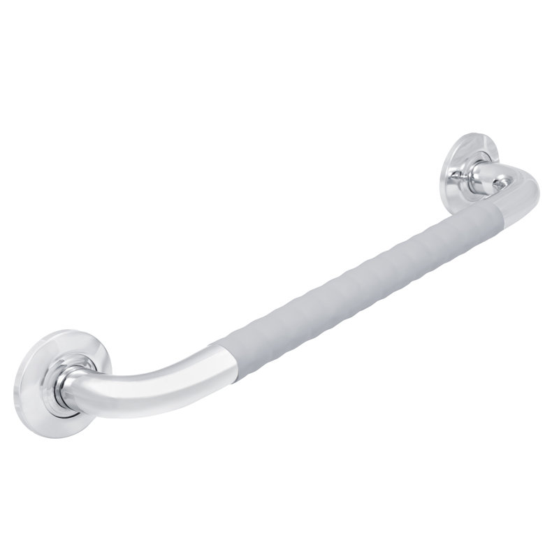 ErgoSafetyBar 18-in Dimpled Ergonomic Soft Grip 32mm Diameter ADA Compliant 500 lb Weight Capacity, Stainless Steel Polished