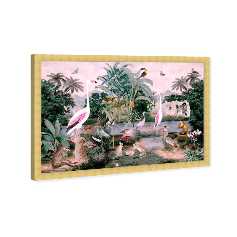 Animaux, The One Place Day Birds par Oliver Gal - peinture sur toile, H 20 po x l 30 po, Cadre doré