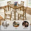 Ensemble de salle à manger 5 pièces à hauteur de comptoir - table carrée et 4 chaises à dossier en X, structure en bois massif, surface imperméable, assemblage facile - parfait pour les petits espaces, la cuisine
