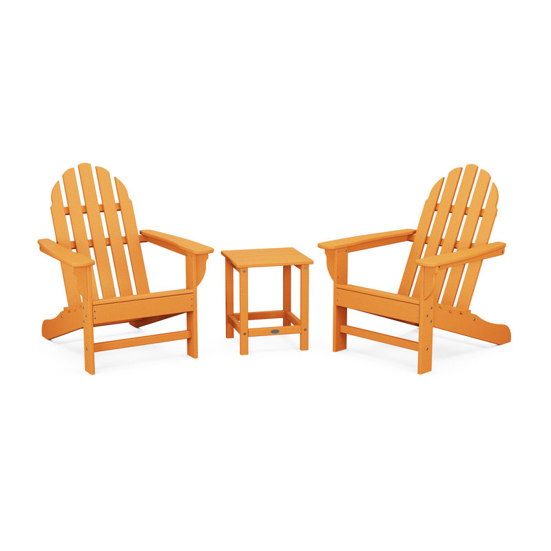 POLYWOOD x Sol 72 Jamarion 3-Piece Adirondack Set, Tangerine