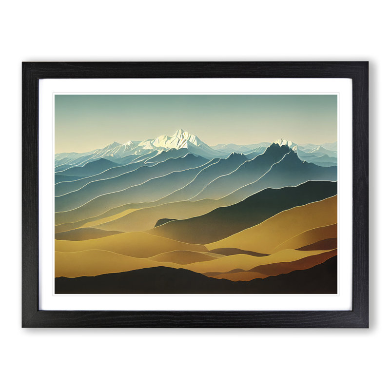 Enchanting Mountain Landscape 1 Piece Single Picture Frame Wall Art, 25cm H x 34cm W x 2cm D, Black Framed