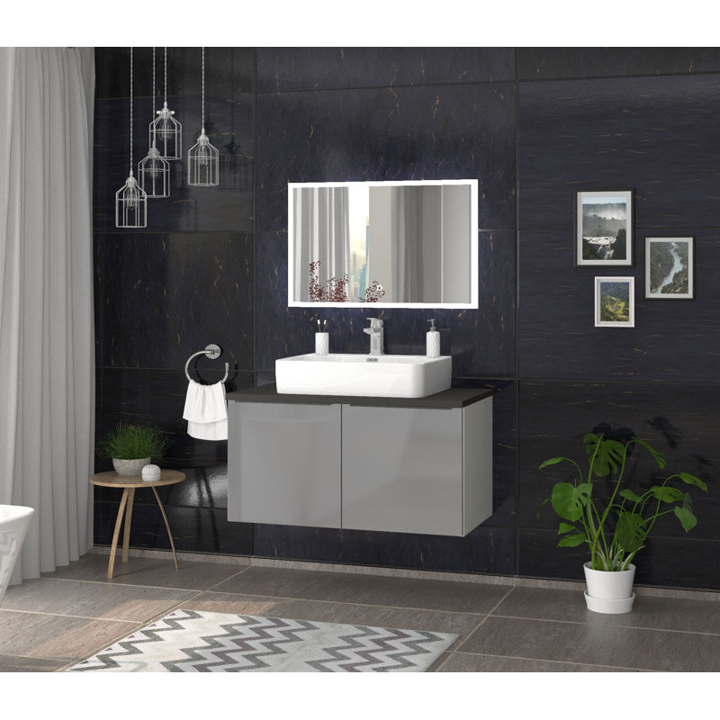 Bathroom Vanity with Basin, Alpine white/HG slate gray/Anthracite