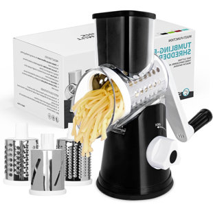 Râpe à fromage rotative manuelle avec poignée et 3 pales à tambour incluses