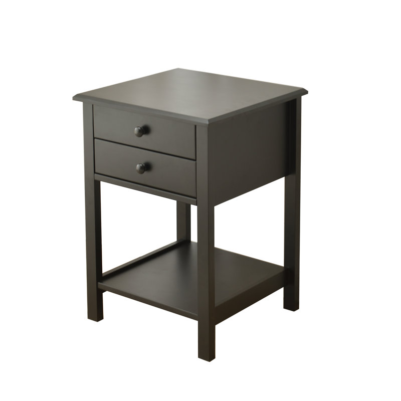 Adaryl 17.7'' W Solid Wood Nightstand, Black