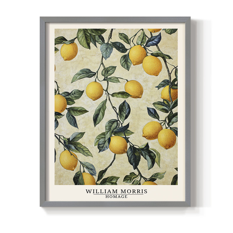 Imprimé encadré en bois massif de la série DLXVI de Wm Morris, 15" H x 12" W, Gris