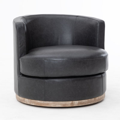 Arabella Genuine Leather Swivel Barrel Chair