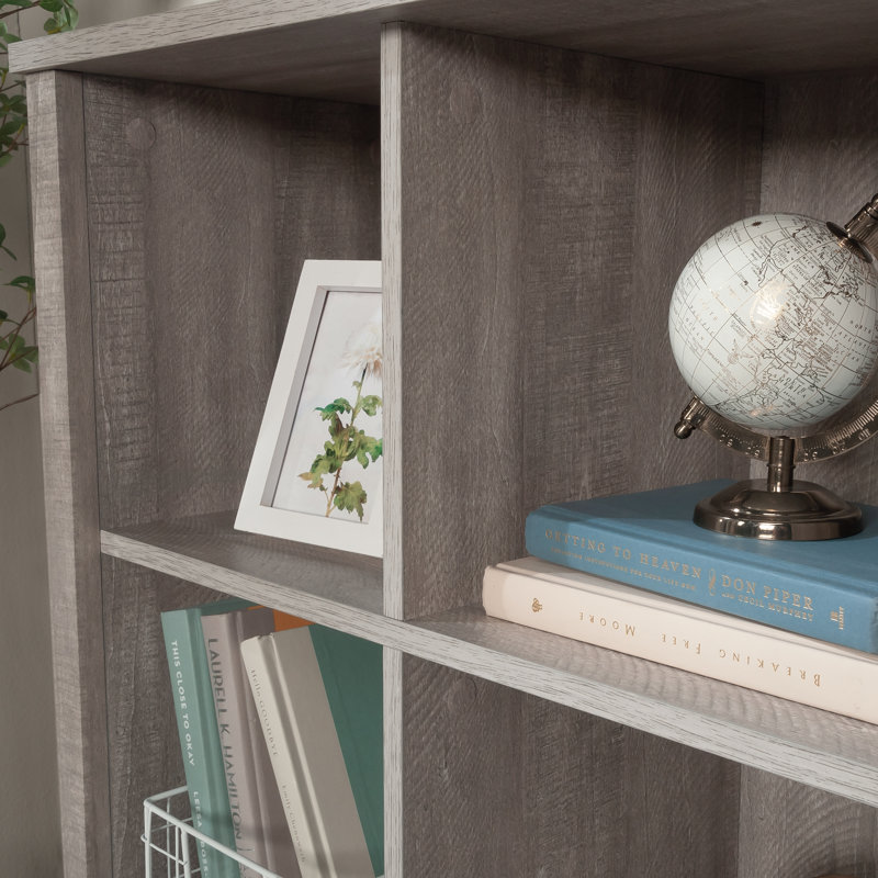 Engineered Wood Transitional Bookcase With 9-Cube, Gray, Gray