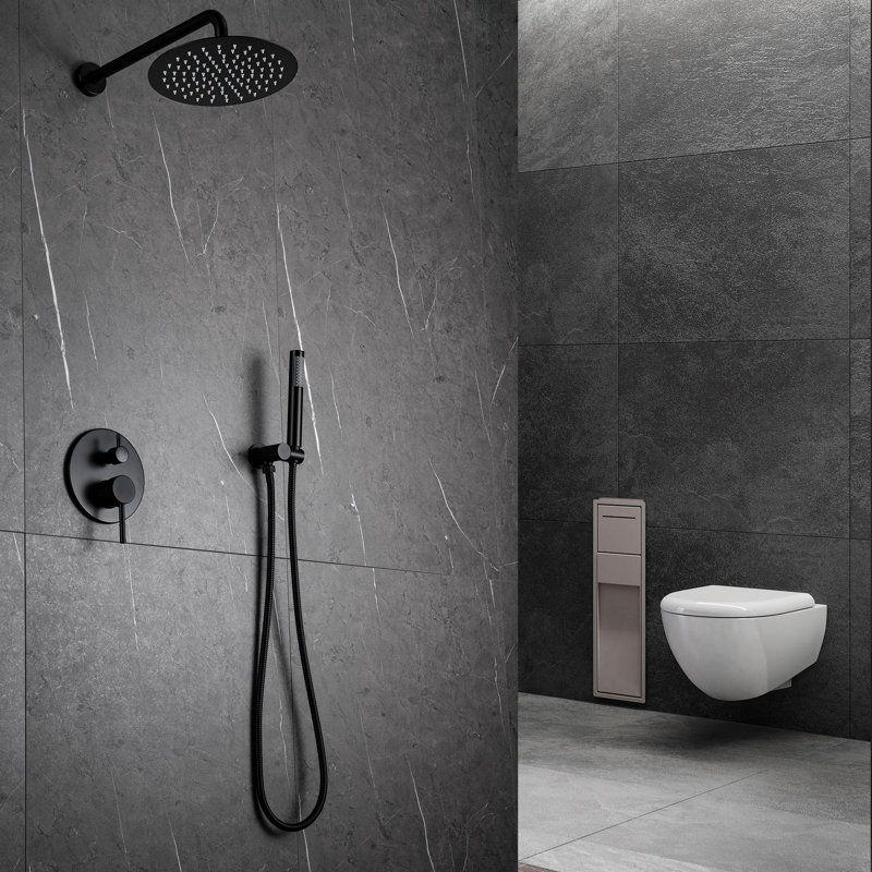 Système de douche complet mural moderne avec valve anti-brûlure 9,84 "Modern, Matte Black