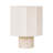 Cleo 10" Travertine Stone LED Table Lamp With Geometric Cream Cotton Shade