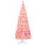 Arbre de Noël artificiel enneigé 6 pi avec forme de crayon, branches de pin réalistes, lumières DEL blanc chaud, ouverture automatique, rose et blanc-1162646667