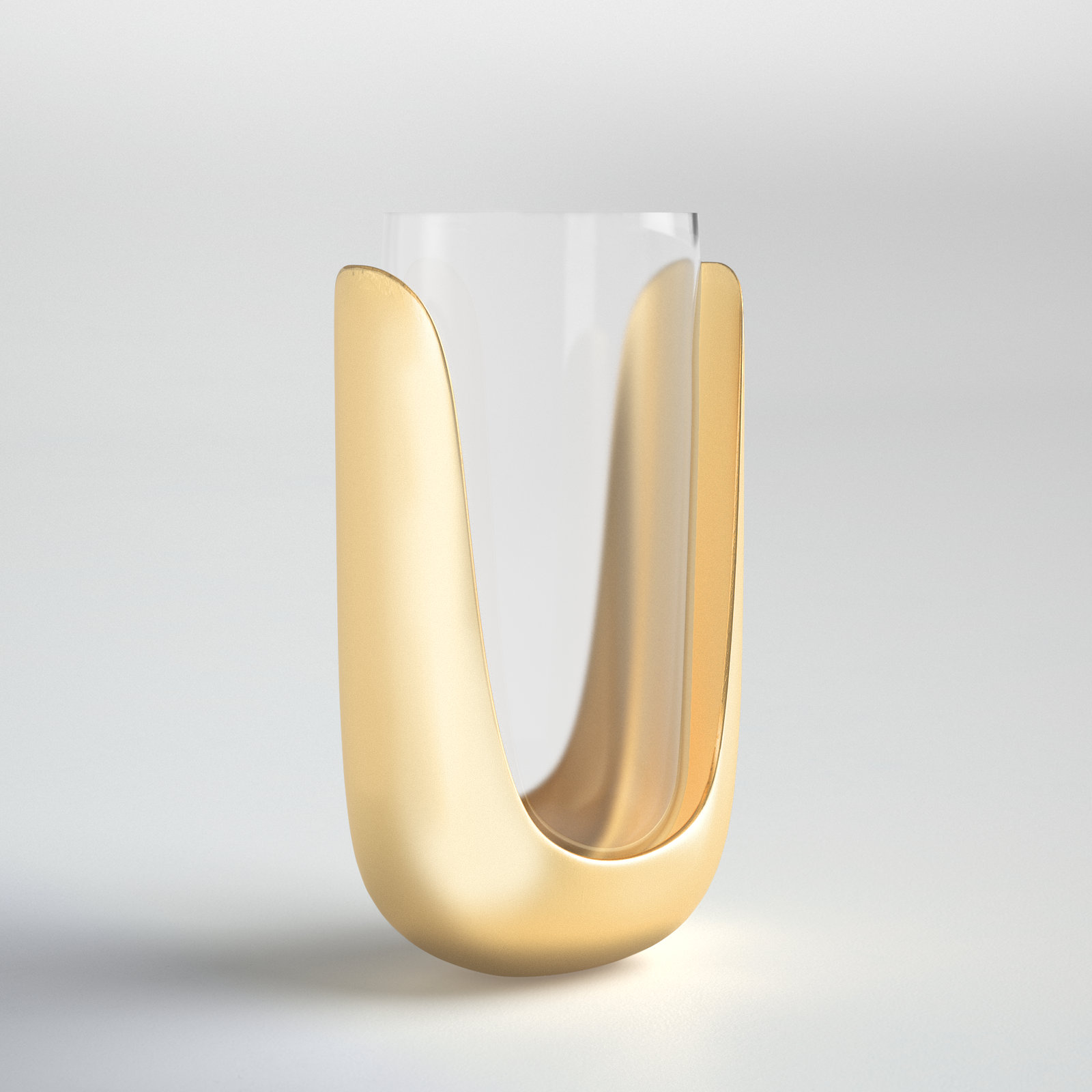 Glass Hurricane Candle Holder, Gold, 11" H x 6" W x 6" D