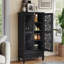Armoire de rangement rustique de 55 po de hauteur avec tiroir, armoire décorative en bois sculpté à 2 portes avec pieds en bois massif pour le salon, le couloir et la salle à manger-128978569