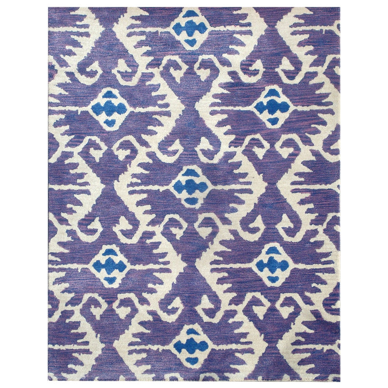 Kouerga bHand Tufted Wool Ikat Rug, Rectangle 3' x 5'