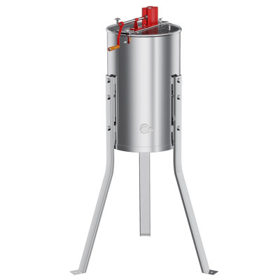 Stainless Steel Manual Honey Extractor Spinner Centrifuge - Adjustable Height Stand, Clear Lid, Fits Deep/Medium/Shallow Frames - Beekeeping Apiary Equipment - With handle | Manual model: 3 frames